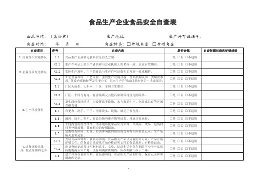 食品生产企业食品安全自查表(标准版)