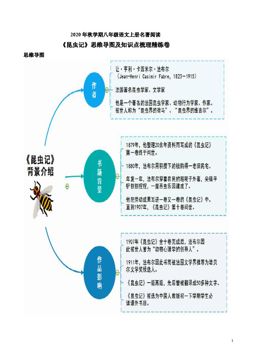 2020年秋学期八年级语文上册名著阅读《昆虫记》思维导图及知识点梳理精练卷附答案