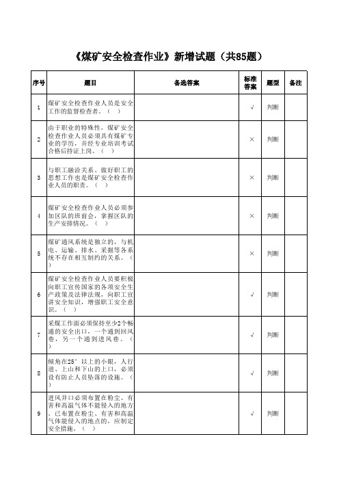 11、河南省《煤矿安全检查作业》新增试题