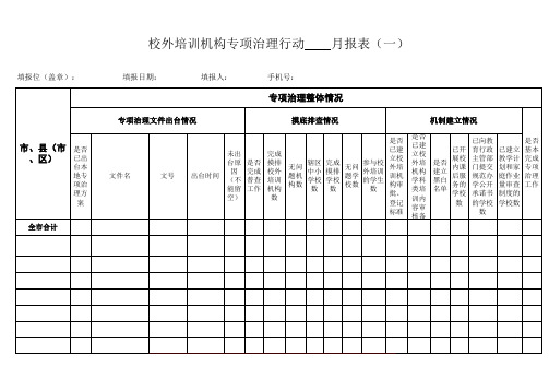 校外培训机构专项治理行动报表