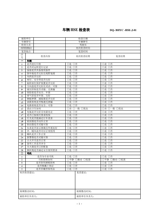 HSE检查表