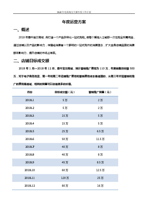 2019年电商淘宝天猫年度工作计划