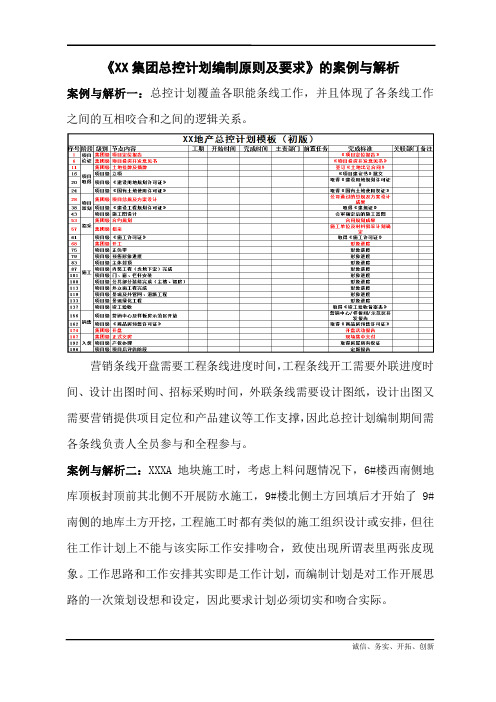 总控编制原则和要求的案例与解析