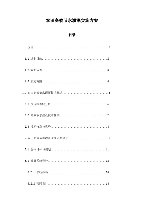 农田高效节水灌溉实施方案