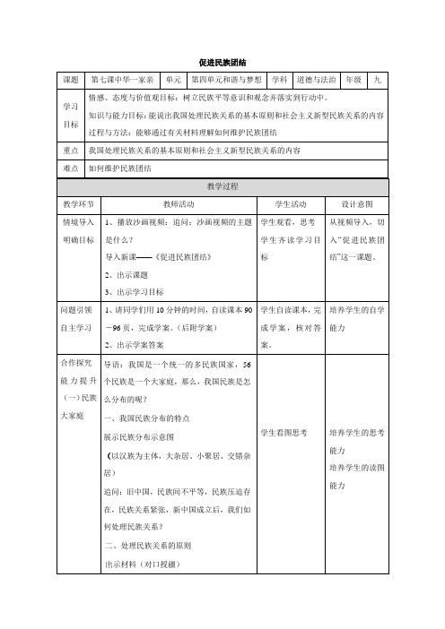 教学设计5：7.1 促进民族团结