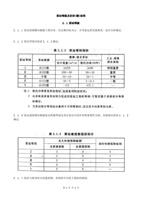 泵站设计规范 -2. 泵站等级及防洪(潮)标准