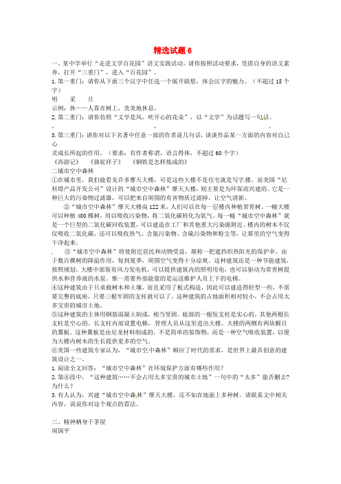 吉林省吉林市中考语文复习精选试题6新人教版