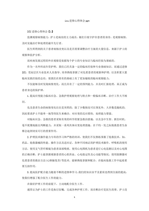 精选最新icu进修心得体会ppt