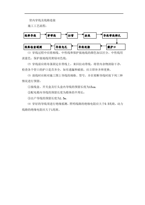 管内穿线及线路连接施工方法