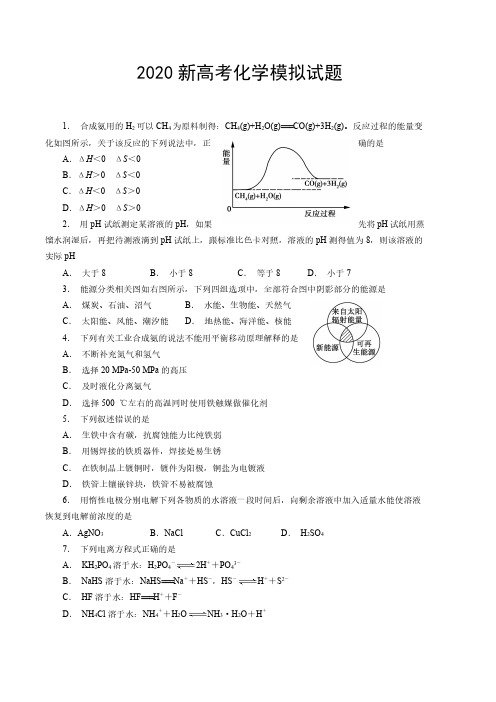 2020山东新高考化学模拟试题