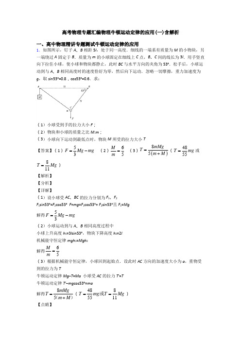 高考物理专题汇编物理牛顿运动定律的应用(一)含解析