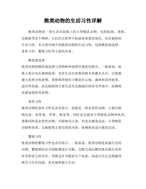 熊类动物的生活习性详解