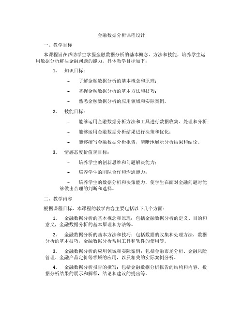 金融数据分析课程设计