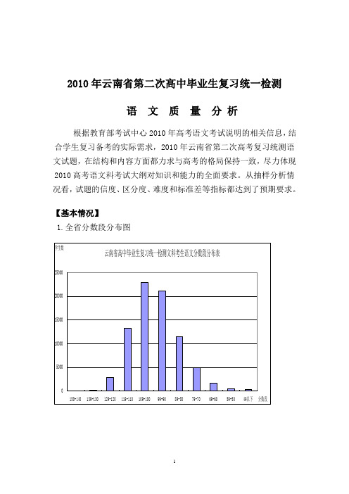 2010年云南省第二次高中毕业生复习统一检测