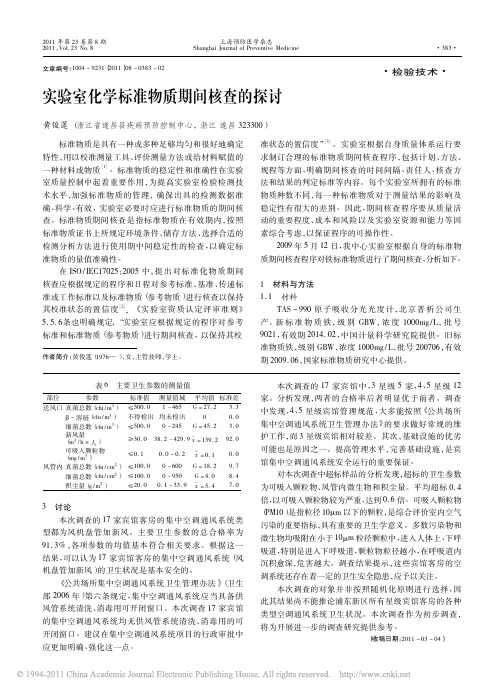 实验室化学标准物质期间核查的探讨