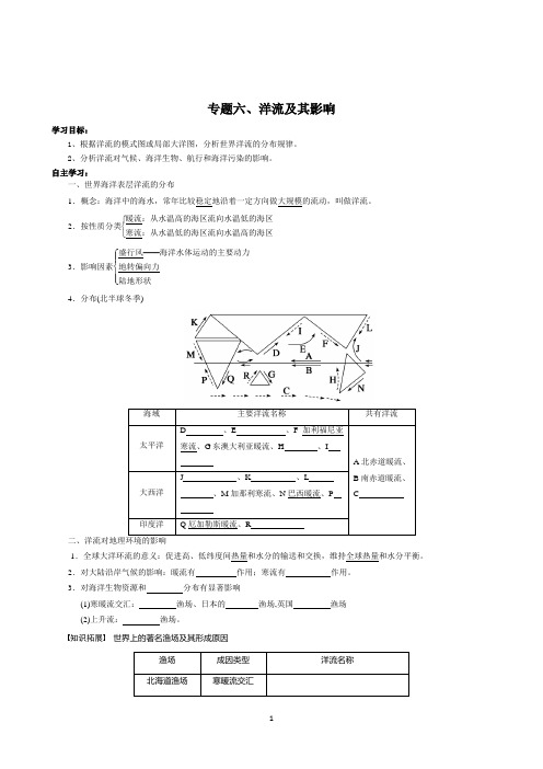 专题六、 洋流及其影响