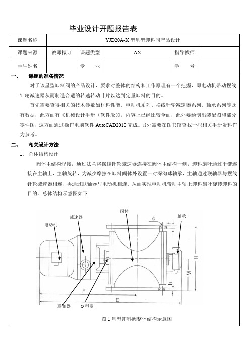 YJD20A-X型星型卸料阀产品设计-开题报告