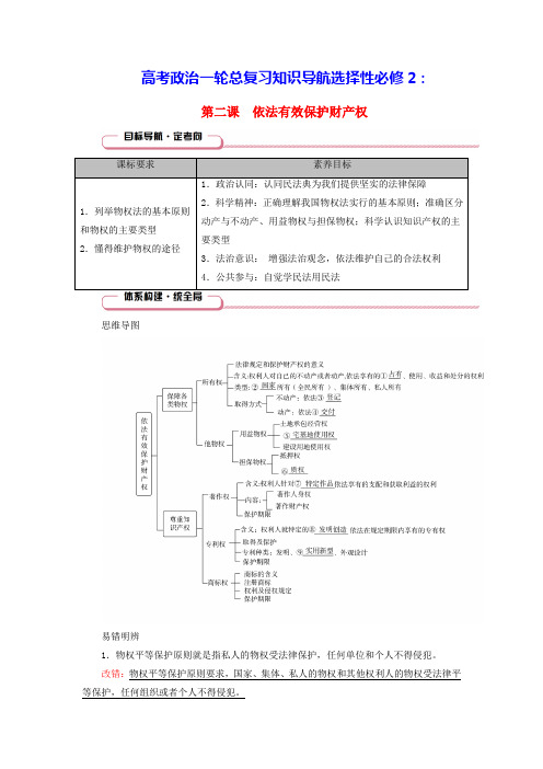 2025版高考政治一轮总复习知识导航选择性必修2第1单元第2课依法有效保护财产权(含答案)