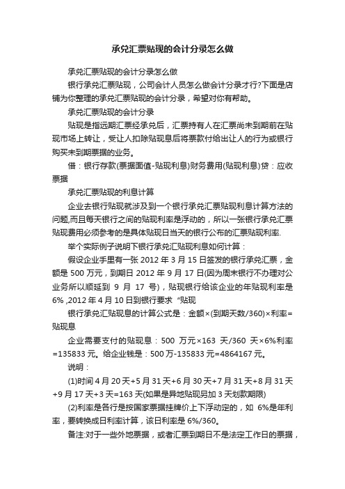 承兑汇票贴现的会计分录怎么做