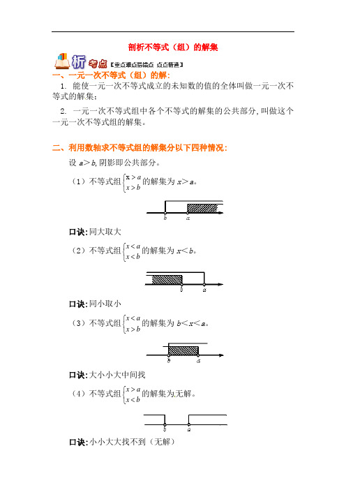 【青岛版】八年级数学下册专题讲练：剖析不等式(组)的解集试题(含答案)