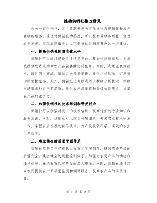 推动供销社整改意见