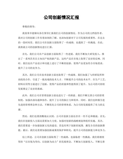 公司创新情况汇报