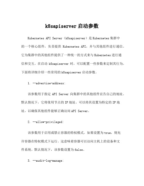 k8sapiserver启动参数