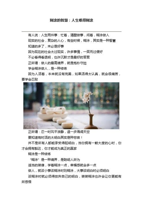 糊涂的智慧：人生难得糊涂