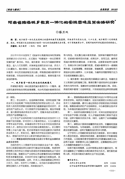 河南省推进城乡教育一体化的实践困境及其出路研究