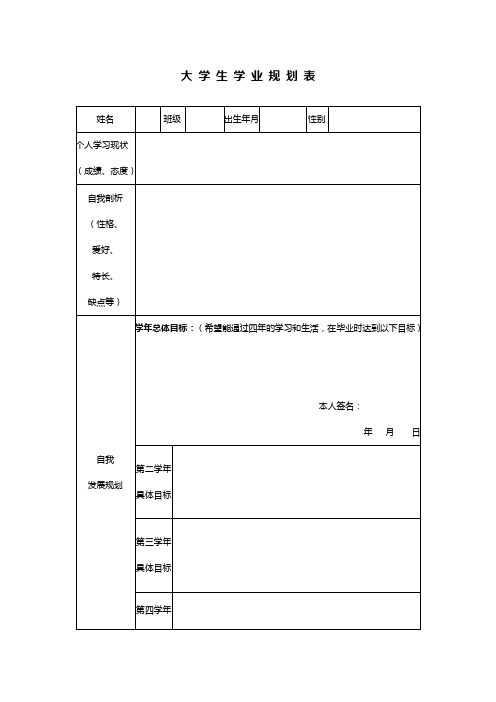 大学生学业规划表