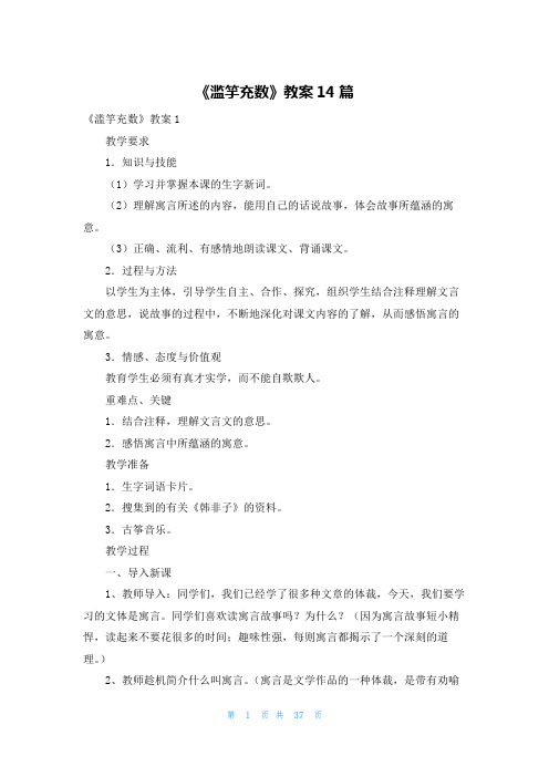 《滥竽充数》教案14篇