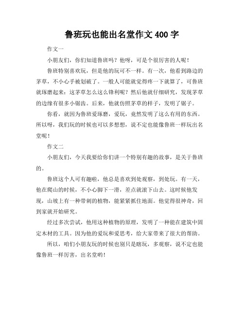 鲁班玩也能出名堂作文400字