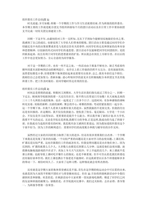 组织委员工作总结