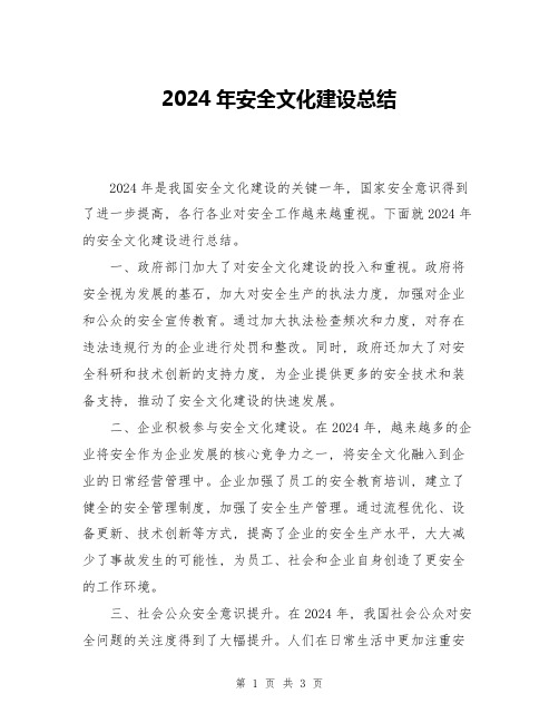 2024年安全文化建设总结