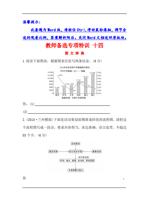 2019版高考语文金榜一轮全国：教师备选专项特训 十四 