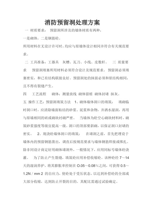 消防预留洞处理方案