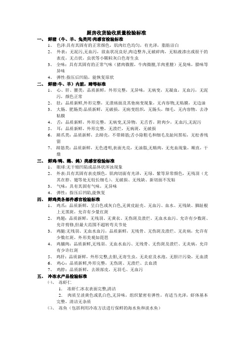 厨房收货验收质量检验标准