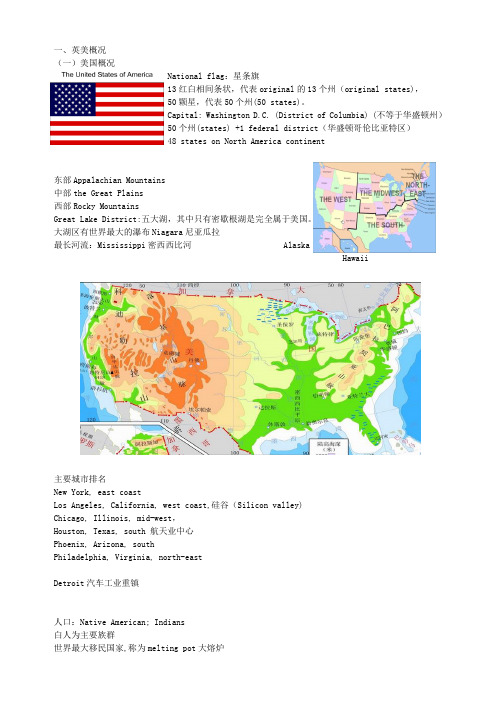 教师招聘考试英语专业人文知识汇编