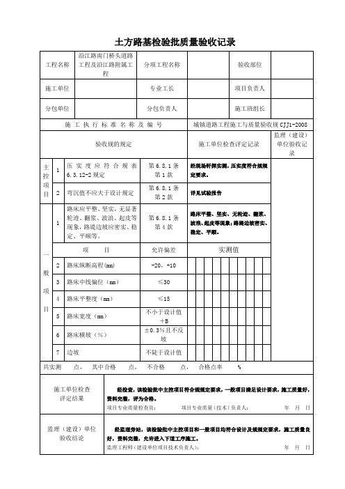 城镇道路工程表格模板