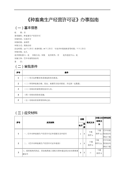 《种畜禽生产经营许可证》办事指南