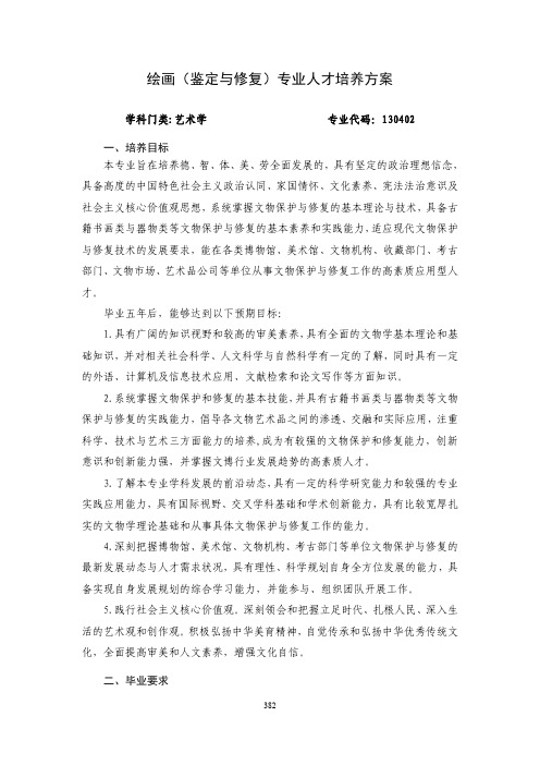 绘画(鉴定与修复)专业人才培养方案