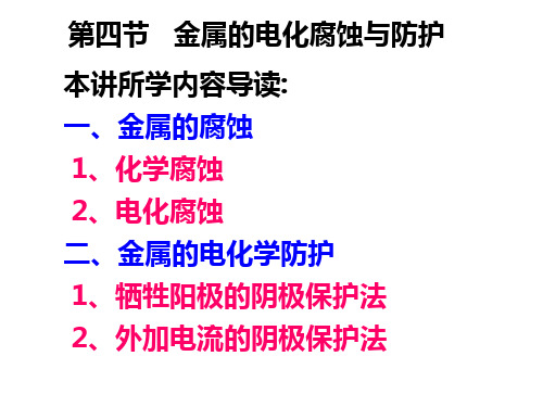 人教化学选修4第四章第四节 金属的电化学腐蚀和防护(共15张PPT)