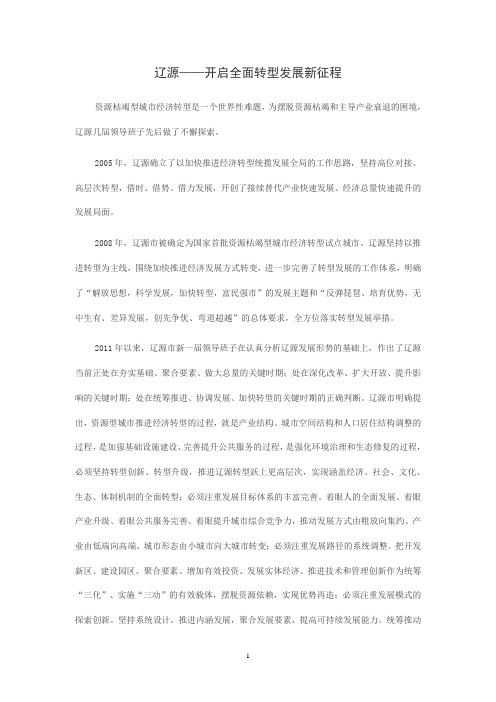 辽源——开启全面转型发展新征程