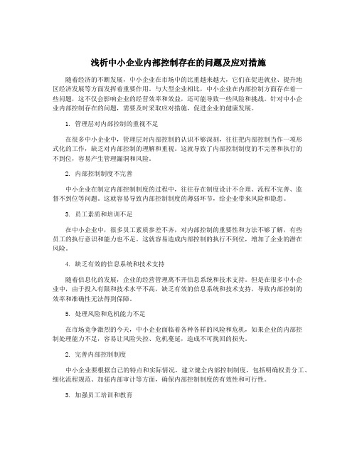 浅析中小企业内部控制存在的问题及应对措施