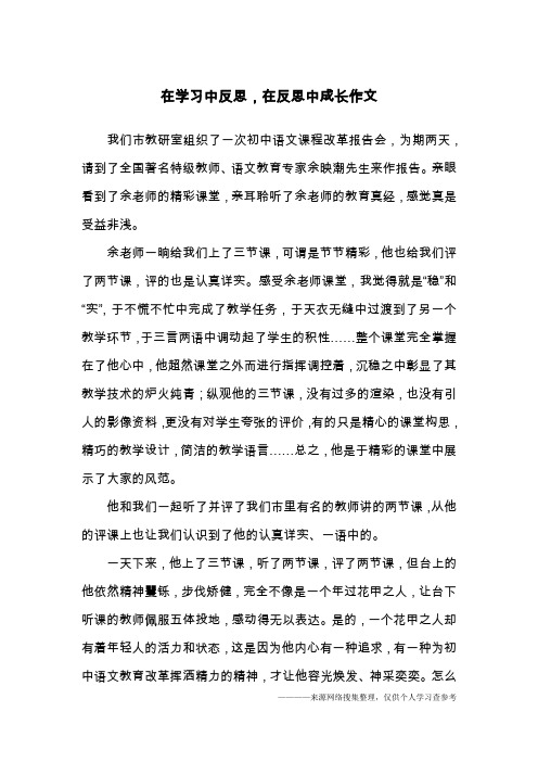 在学习中反思,在反思中成长作文