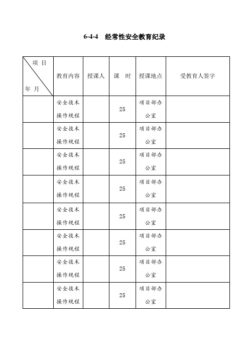 6-4-4经常性安全教育纪录