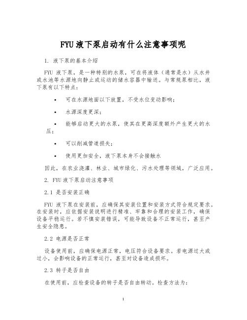 FYU液下泵启动有什么注意事项呢