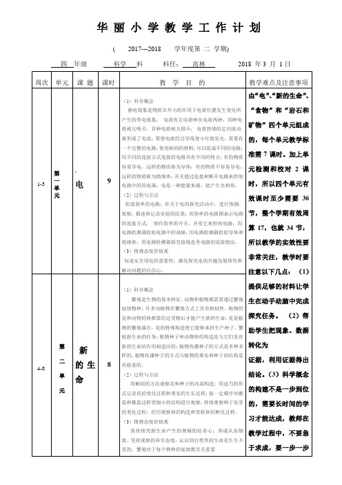 科学四(下)教学工作计划_2018.3[1]