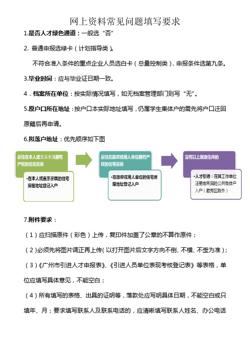 网上资料常见问题填写要求