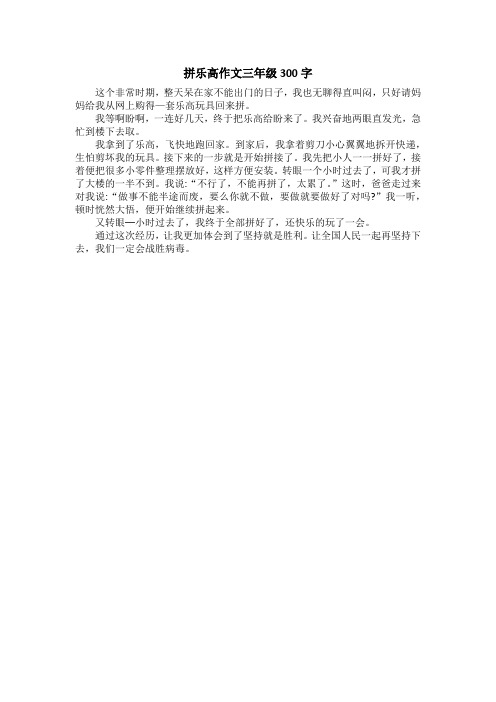 拼乐高作文三年级300字